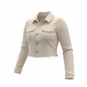 Paige Women's Cropped Button-Front Jean stretchy Jacket in Cream